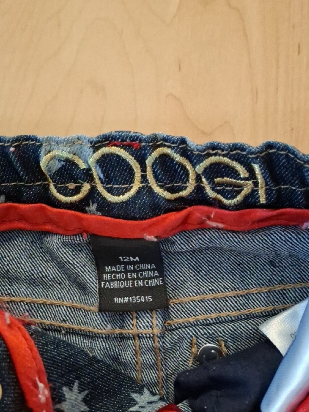 COOGI Star Print Kids Blue Denim Jean Shorts Size 12m - Picture 4 of 10